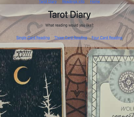 picture of tarot diary website